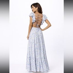 ASTR The Label Floral Cutout Backless Maxi Dress Medium Wedding Guest
